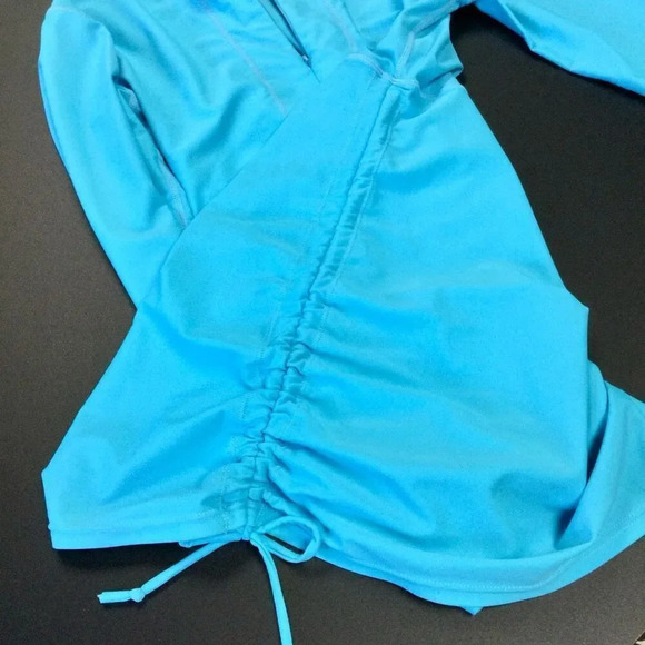 Sbart Womens Blue Zip Front Long Sleeve One Piece Swimsuit Cover Up Small - Picture 10 of 12